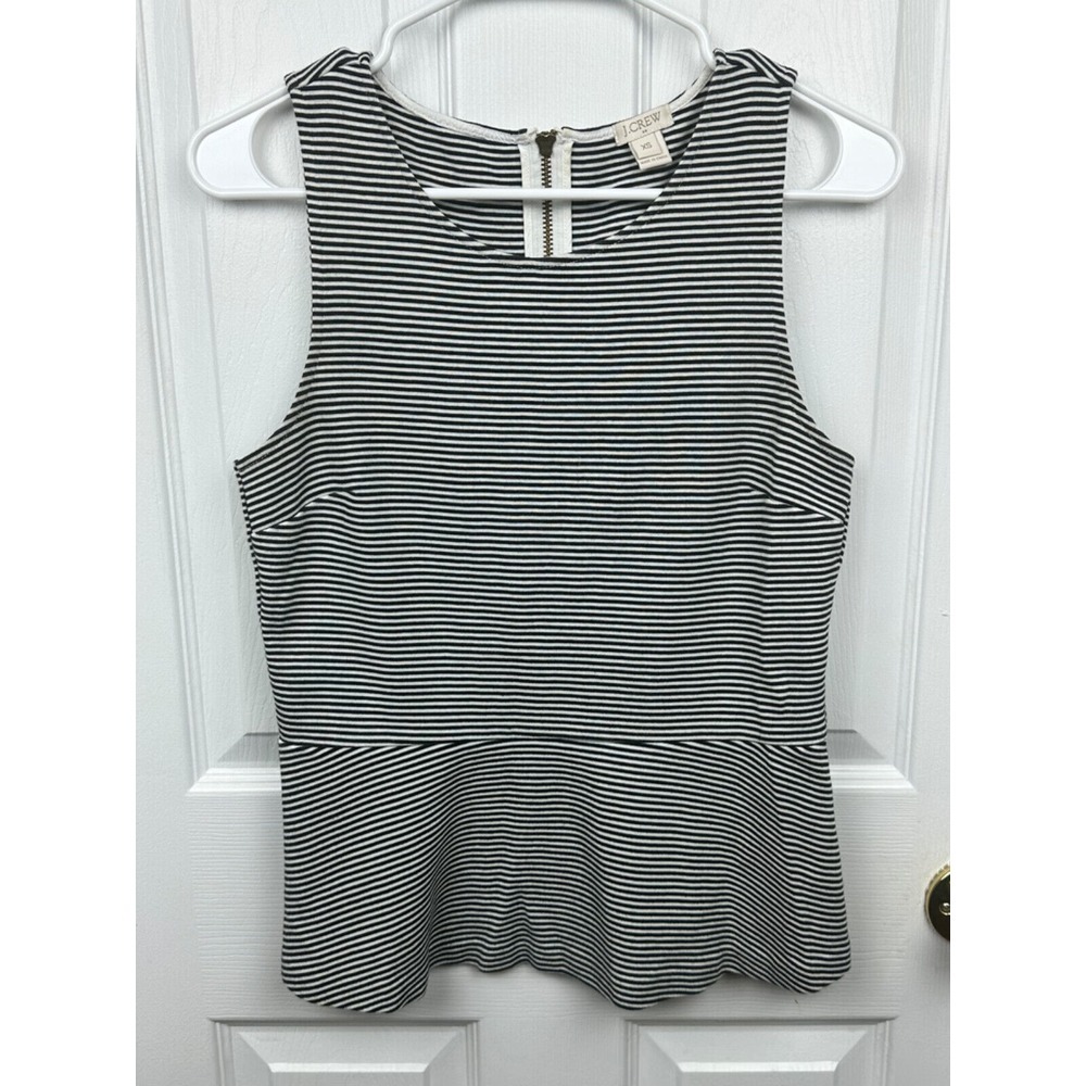 J Crew Striped Tank with Zipper Back‎ Size XS